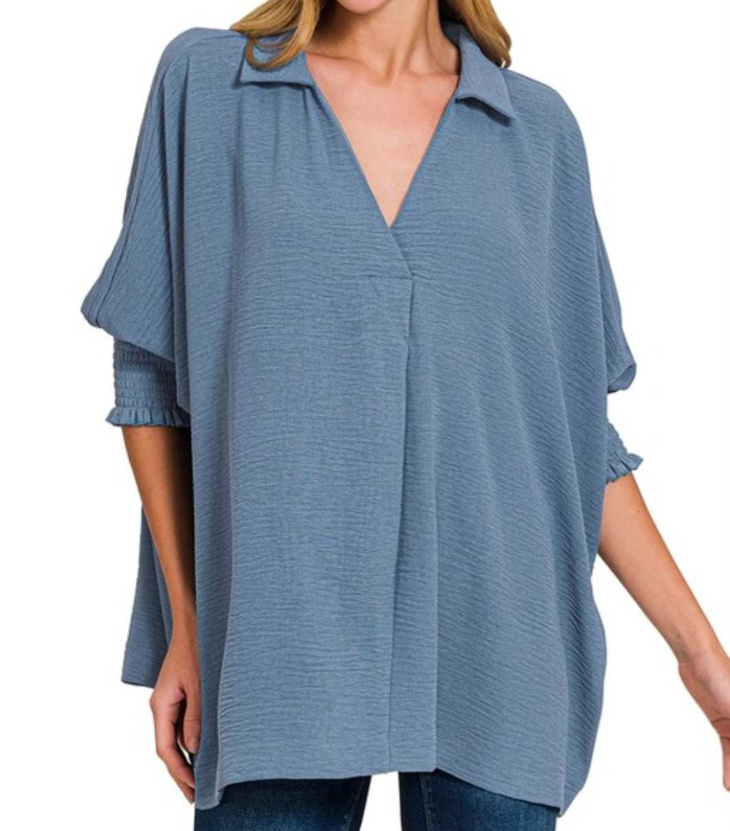 Sassy & Free Spilt-Neck Top